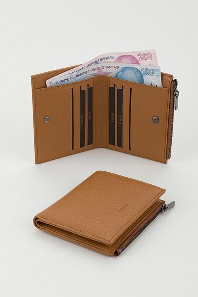 Fossil Boxed Genuine Leather Camel Women's Hand Portfolio Card Holder Wallet
