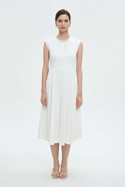 mica فستان ميدي بكشكشة للنساء