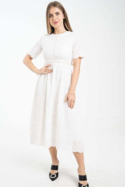 mica فستان متوسط الطول ملائم بأكمام قصيرة