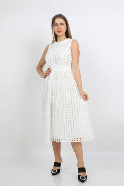 mica فستان نسائي مبطن متوسط الطول بفتحات