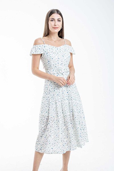 mica Off-Shoulder Cinched Midi Dress