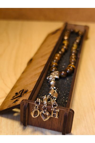 BellevieStore TEPSIBAH PERSONALIZAT CU LITERA, OCHI DE TIGRU VERITABLE, CADOU CUTIE PENTRU ZIUA ÎNAMOAREI, ZIUA DE NAȘTERE, ZILE SPECIALE