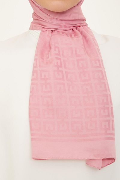 Armine Powder Pink Jacquard Sapphire Shawl - At2Sfr - 23