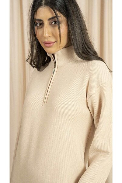 mica فستان شتوي متوسط الطول محبوك بسحاب