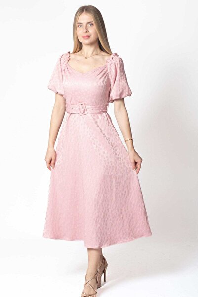 mica فستان ميدي بأكمام قصيرة ومزين بالزهور للنساء