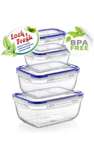 Dünya 4 Pcs Transparent Plastic Food Container Set