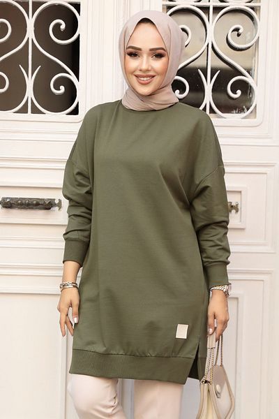 Sargınlar 30644Sar Model Khaki Hijab Tunic