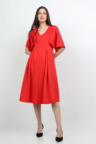 mica Short Wide Sleeve Satin Midi Dress