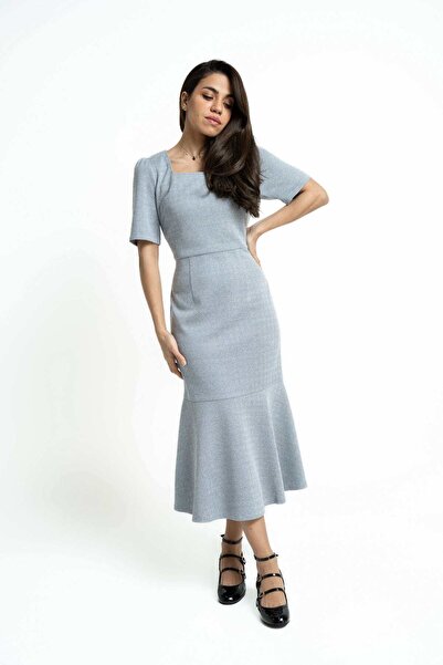 mica Midi Dress with Fish Cut and Half Sleeves for Women