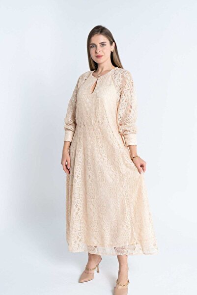 mica Women's Padded Midi Dress with Cutout Neckline