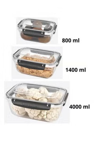 Dünya Plastic Food Container 3 Pcs Set 0.8-1.4-4 Liter
