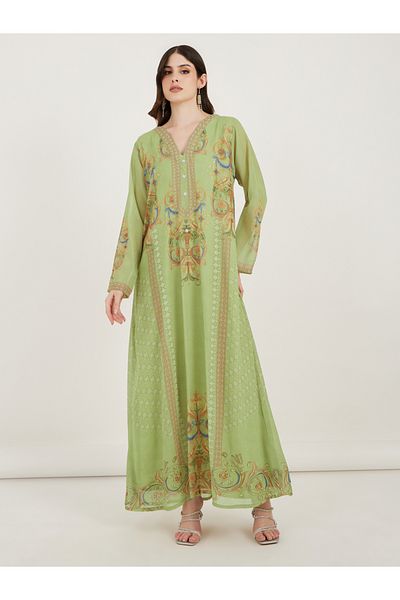 Maxim Creation By Styli Printed Georgette Kaftan with Studded Detail
