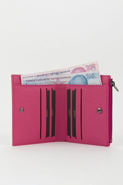 Fossil Boxed Genuine Leather Fuchsia Women's Hand Portfolio Card Holder Wallet