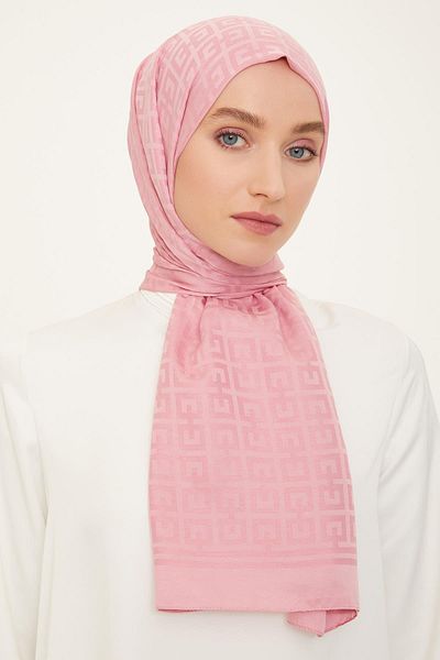 Armine Powder Pink Jacquard Sapphire Shawl - At2Sfr - 23