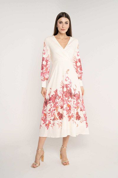 mica V-Neck Long Sleeve Waist-Tied Midi Dress