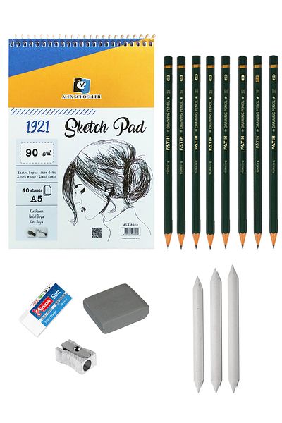 ACUTO Alex Schoeller Spiral A5 40 Yp Sketchbook Charcoal Drawing Set Sketching Set Graduated Pencil Set