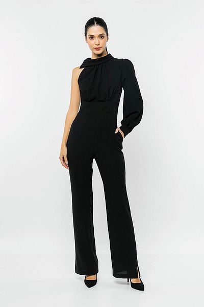 INVIDIA Single Balloon Sleeve Collar Detailed Jumpsuit