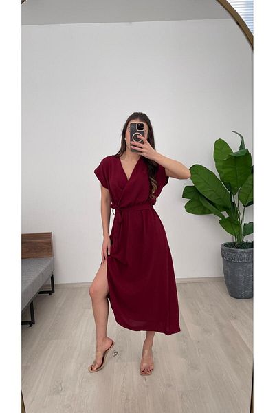 Nazline Women's Double Breasted Long Ayrobin Dress with Belt