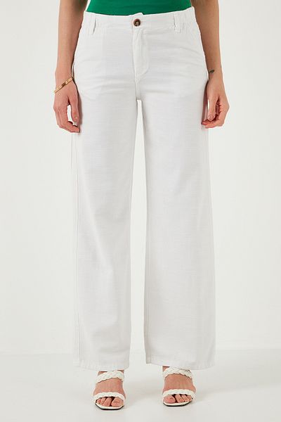 Lela Cotton Standard Fit High Waist Wide Leg Pants Pants 668Yp5193