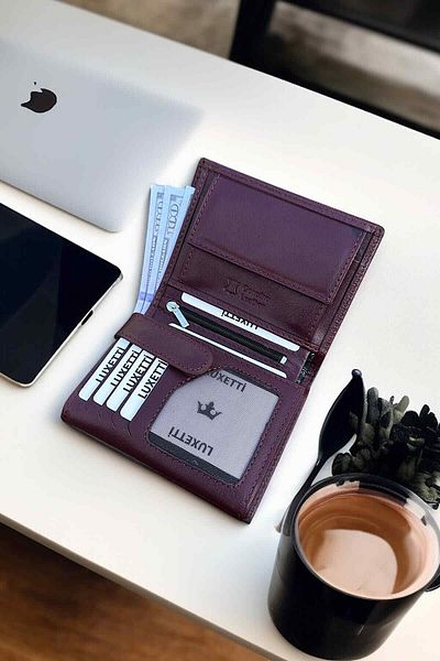 Luxetti Genuine Leather Classic Claret Red Wallet (12cm X 9cm)