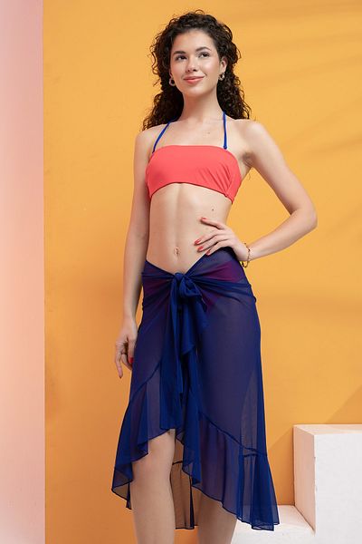 XCLSV Pareo tricotat transparent - Volanat din sifon