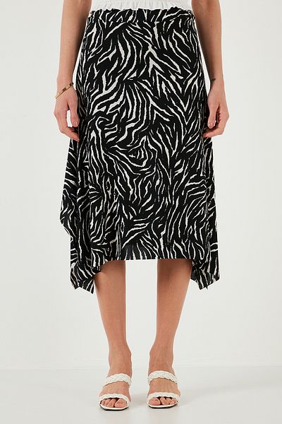 Lela Patterned Flounce Midi Skirt 5869010