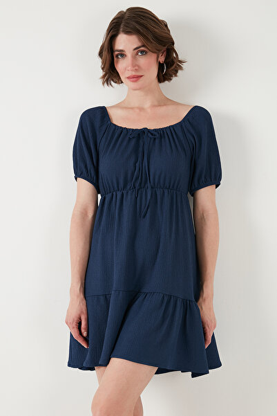 Lela Önü Büzgülü Balon Kollu Mini Elbise ELBİSE 5869005