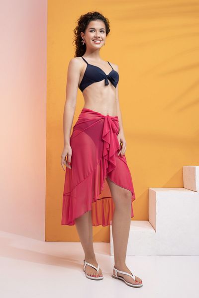 XCLSV Transparent Knitted Pareo - Frilly from Chiffon