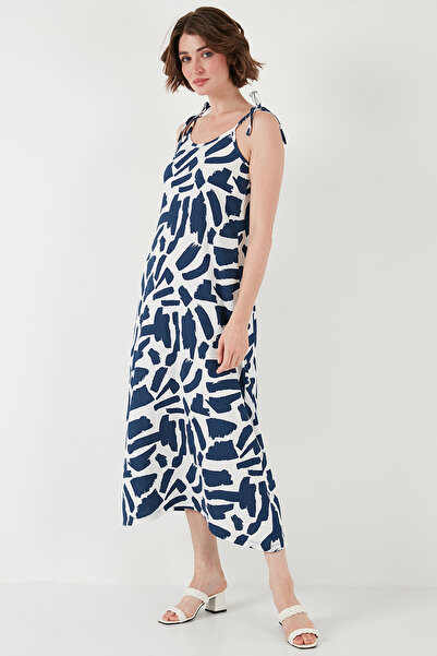 Lela Φόρεμα με μοτίβο Midi Oversize Fit με δεμένο κορδόνι με λαιμόκοψη 5869009