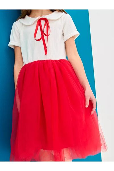 nc gift Cotton Lined Tutu Skirt Baby Lapel Short Sleeve Dress