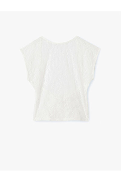 Koton Sleeveless Sheer Lace Blouse with Low Back