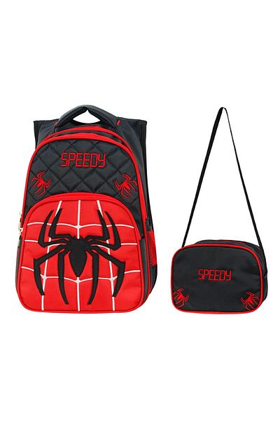 Linea Waddell 3 Compartment Primary School Bag and Lunch Box Speedy Red-Black 2018-1