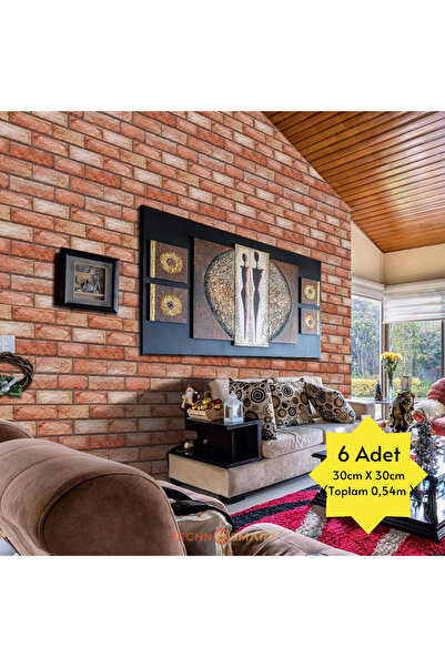 TechnoSmart 30X30cm 6Adet 3D Kendinden Yapışkanlı Duvar Kağıdı Kaplama Mutfak Banyo 1paket 0,54 m2