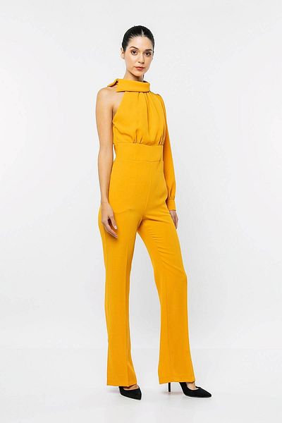 INVIDIA Single Sleeve Open Balloon Sleeve Collar Detailed Jumpsuit