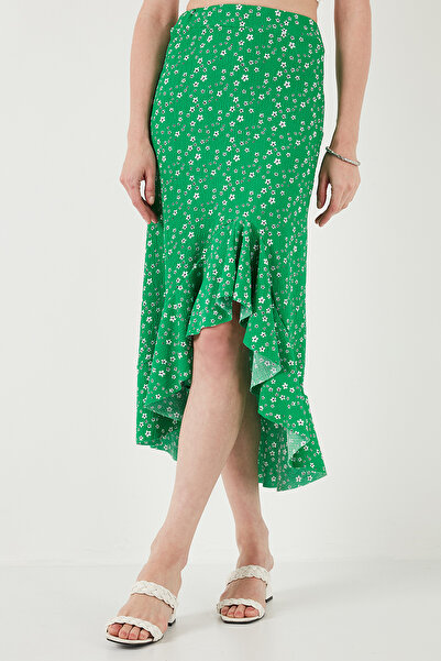 Lela Fusta midi cu talie înaltă cu imprimeu floral - FUSTA cu volan și desfășurare 5869012