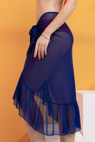 XCLSV Pareo tricotat transparent - Volanat din sifon