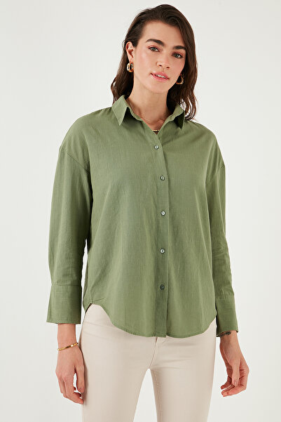 Lela Cămașă solidă cu mânecă lungă, din bumbac, cu croiala normală, CF25S 168305