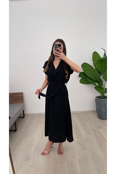 Nazline Women's Double Breasted Long Ayrobin Dress with Belt