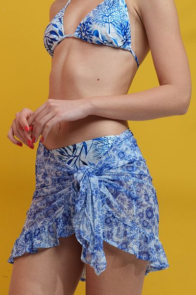 XCLSV Mini Pareo transparent - Lycra, Volane din șifon tricotat