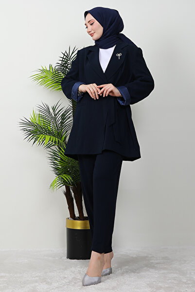 GİZ AGİYİM Dark Navy Blue Stone Detailed Flyer Set