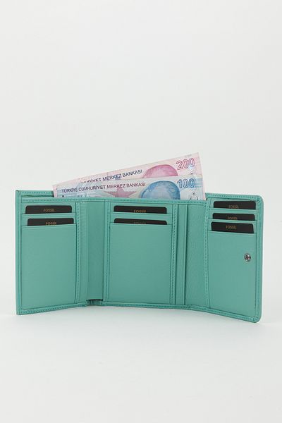 Fossil Boxed Genuine Leather Water Green Women's Hand Portfolio Card Holder Wallet