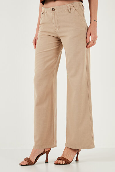 Lela Cotton Standard Fit High Waist Wide Leg Pants Pants 668Yp5193