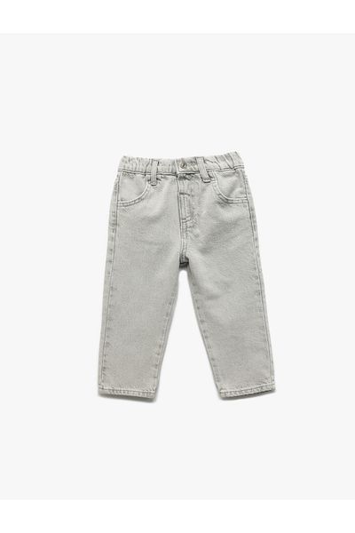 Koton Elastic Waist Buttoned Pocket Cotton Denim Trousers