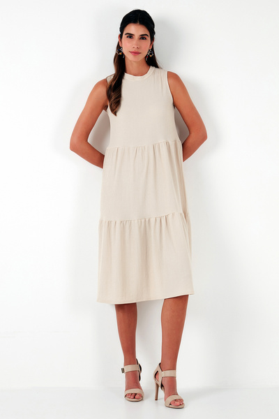 Lela Regular Fit Kolsuz Midi Elbise ELBİSE 5869008