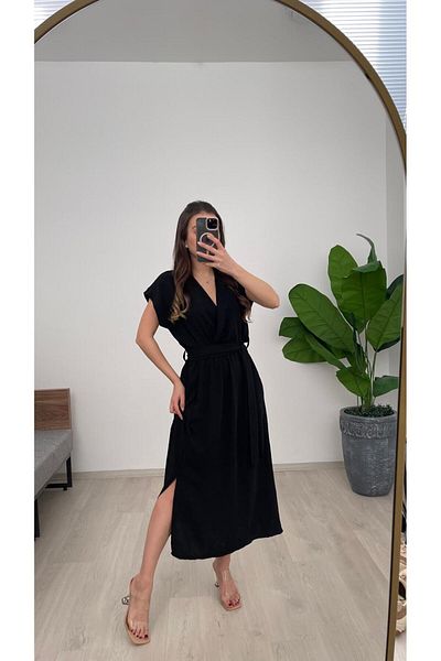Nazline Women's Double Breasted Long Ayrobin Dress with Belt