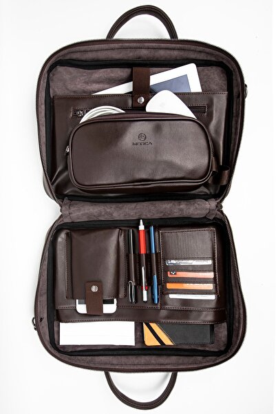 MORCA حقيبة كمبيوتر محمول لتنظيم أجهزة ماك بوك مقاس 13 بوصة و14 بوصة باللون البني