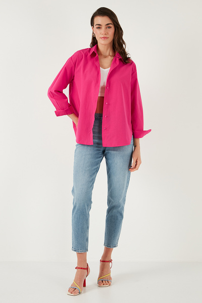 Lela Cotton Regular Fit Front Short Back Long Oval Cut Shirt Shirt Cf25S 163867