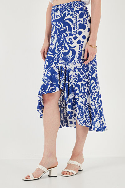 Lela Fusta cu tăietură midi cu talie înaltă cu modele cu tăietură normală 5869013