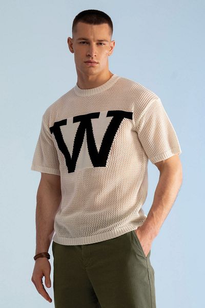 redowl W Logo Oversize Knitwear T-Shirt - Διχτυωτό μοντέλο