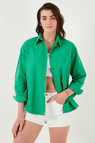 Lela Бавовняна сорочка регулярного крою з коротким передом і короткою спинкою з довгим овальним вирізом SHIRT CF25S163867